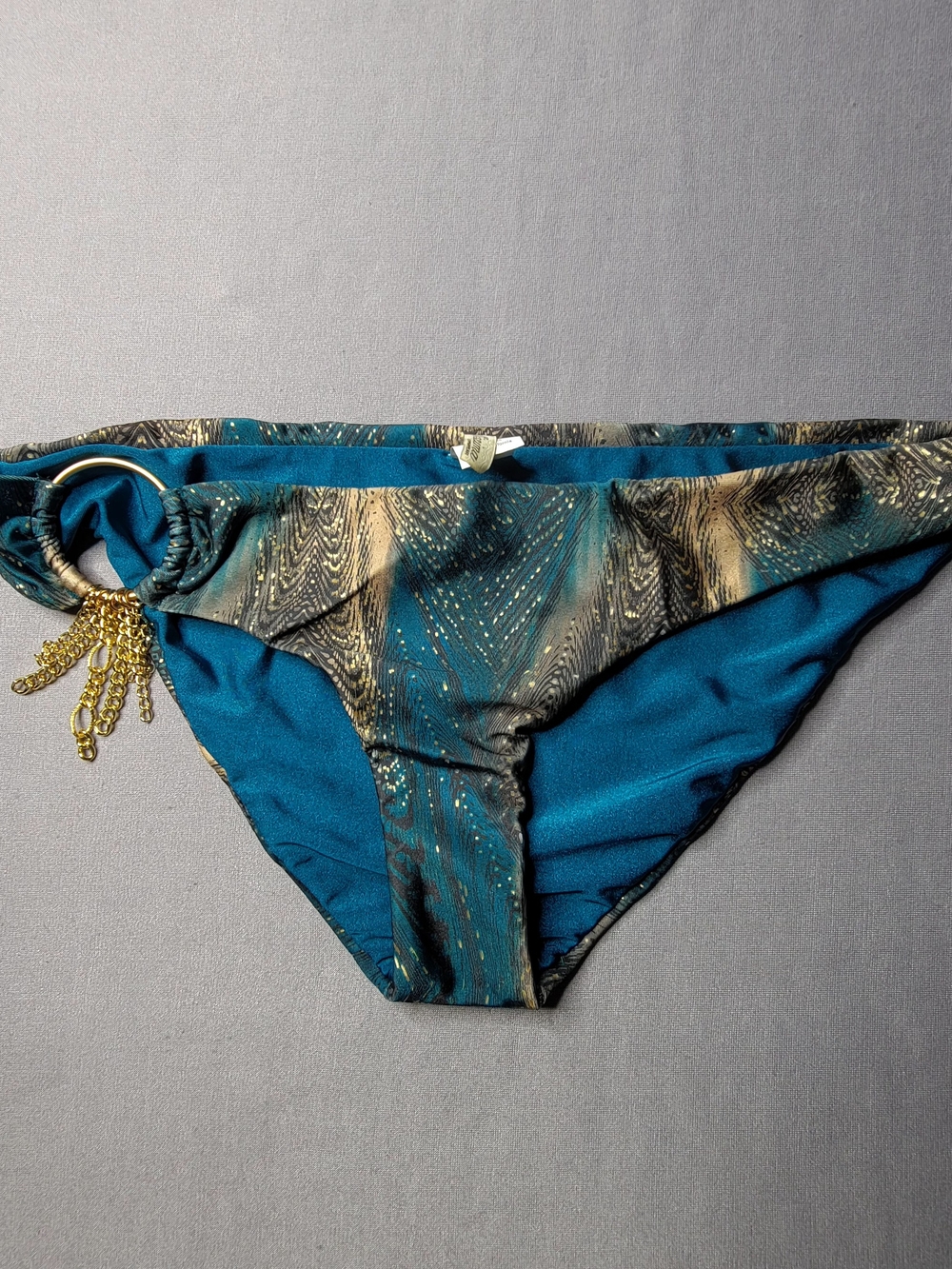 Bellissima Womens Color Teal & Gold  Bikini Bottoms Size L